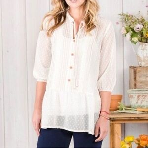 Matilda Jane Womens Size Medium Light The Way Tunic Top 23614T White Blouse
